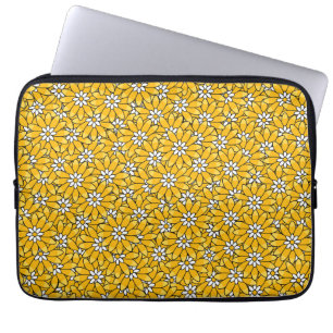 Housse Pour Ordinateur Portable Motif floral superposé jaune vif