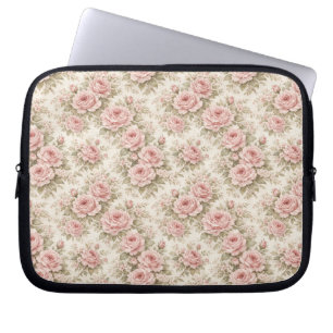Housse Pour Ordinateur Portable Motif floral transparent de rose vintage élégant