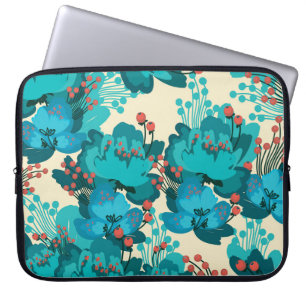 Housse Pour Ordinateur Portable motif floral vintage, fleurs délicates.