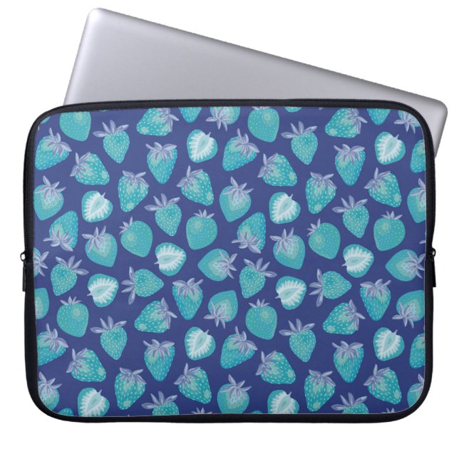 Housse Pour Ordinateur Portable Motif Fraise Bleue (Devant)