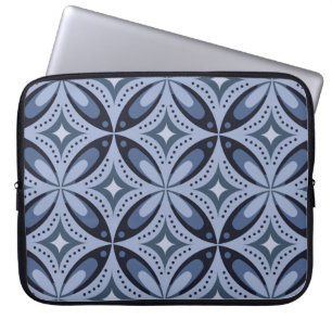 Housse Pour Ordinateur Portable Motif géométrique bleu de style rétro