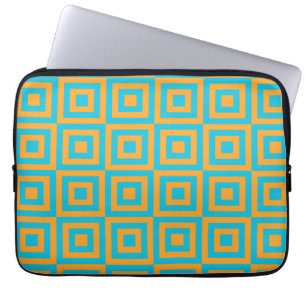 Housse Pour Ordinateur Portable Motif géométrique carré rétro – Orange gras