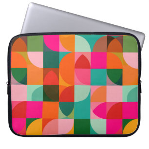 Housse Pour Ordinateur Portable Motif géométrique coloré du milieu du siècle