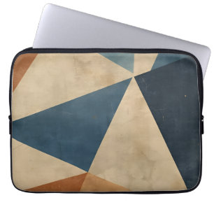 Housse Pour Ordinateur Portable Motif géométrique en bleus, beiges et rouille