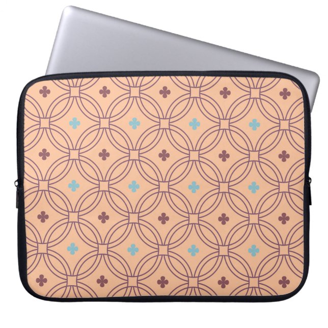 Housse Pour Ordinateur Portable Motif géométrique interversible rose et bleu rétro (Devant)