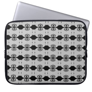 Housse Pour Ordinateur Portable Motif géométrique moderne en noir et gris clair