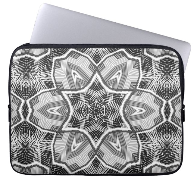 Housse Pour Ordinateur Portable Motif géométrique noir blanc (Devant)