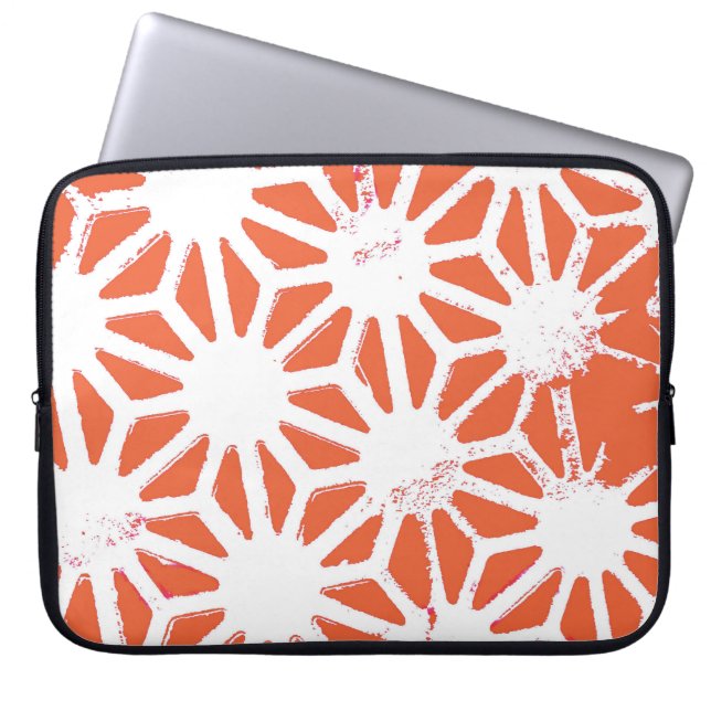 Housse Pour Ordinateur Portable Motif géométrique orange et blanc (Devant)