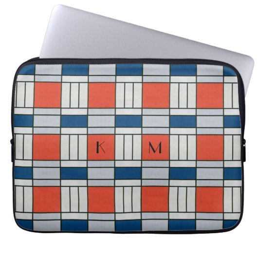 Housse Pour Ordinateur Portable Motif géométrique rétro monogramme (Devant)