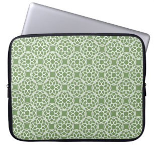 Housse Pour Ordinateur Portable Motif géométrique sans couture vert sauge blanc