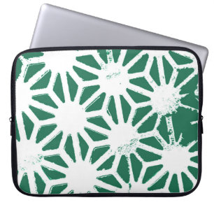 Housse Pour Ordinateur Portable Motif géométrique vert et blanc