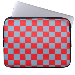 Housse Pour Ordinateur Portable Motif Gingham à Carreaux Rouges et Bleus