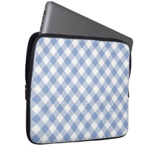 Housse Pour Ordinateur Portable Motif Gingham Bleu Clair Imprimé Carreaux Classiqu