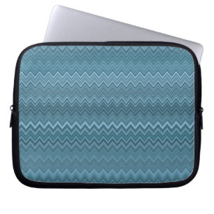 Housse Pour Ordinateur Portable Motif gris bleu Zigzag Wavy