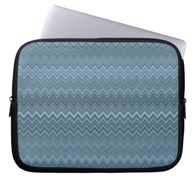 Housse Pour Ordinateur Portable Motif gris bleu Zigzag Wavy (Devant)