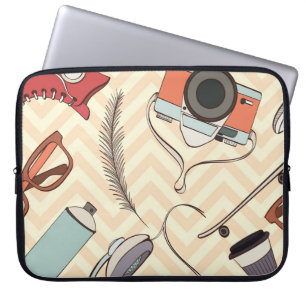 Housse Pour Ordinateur Portable Motif hipster sans soudure. Motif de hipster eleme