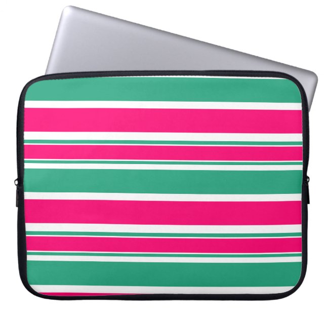 Housse Pour Ordinateur Portable Motif horizontal rayé rouge-vert (Devant)