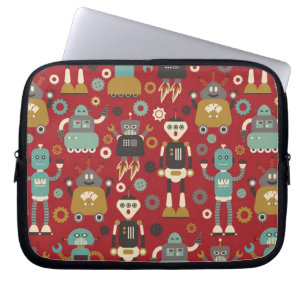 Housse Pour Ordinateur Portable Motif illustré rétros par robots d'amusement