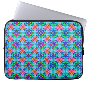 Housse Pour Ordinateur Portable Motif kaléidoscopique en bleu turquoise