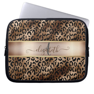 Housse Pour Ordinateur Portable Motif léopard Bronze Noir Monogramme