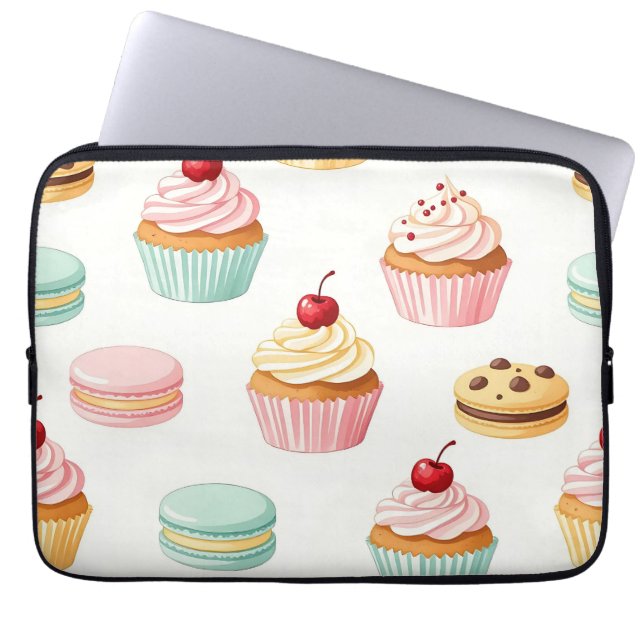 Housse Pour Ordinateur Portable Motif Macaron Cupcake Sucré (Devant)