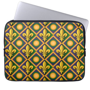 Housse Pour Ordinateur Portable Motif mardi à la fleur de lis dorée