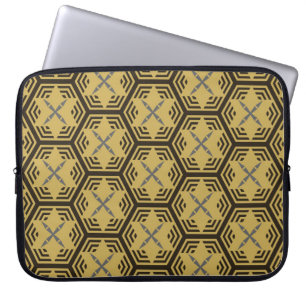 Housse Pour Ordinateur Portable Motif moderne sans couture, couleur or. Ba géométr