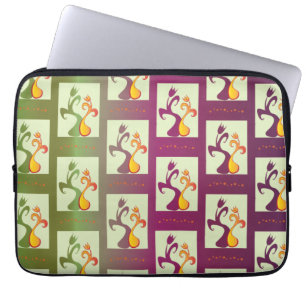 Housse Pour Ordinateur Portable Motif moderne vert et violet Tulip Couple