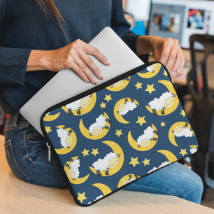 Housse Pour Ordinateur Portable Motif mouton, Mouton couché, Lune, Étoiles