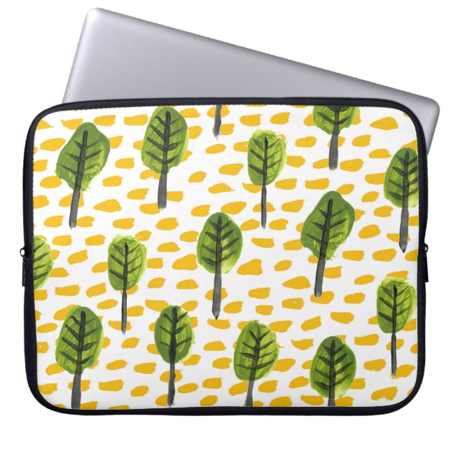 Housse Pour Ordinateur Portable Motif Naïve Green Black Tree (Devant)