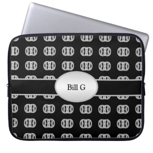 Housse Pour Ordinateur Portable Motif noir et argent personnalisé chic