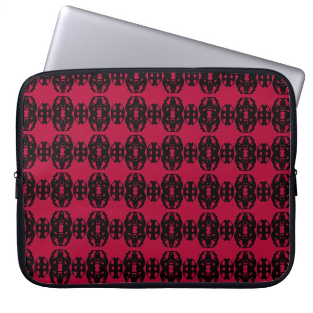 Housse Pour Ordinateur Portable Motif noir et rouge moderne (Devant)