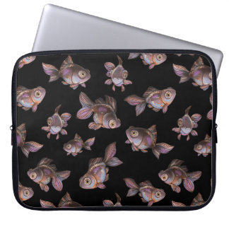 Housse Pour Ordinateur Portable Motif noir sans couture avec poisson