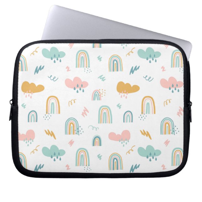 Housse Pour Ordinateur Portable Motif nuage Rainbow et pluie amusant (Devant)