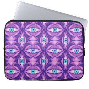 Housse Pour Ordinateur Portable Motif Œil Botanique Abstrait Maximaliste Violet