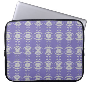 Housse Pour Ordinateur Portable Motif ovale argent élégant sur fond bleu pérywinkl
