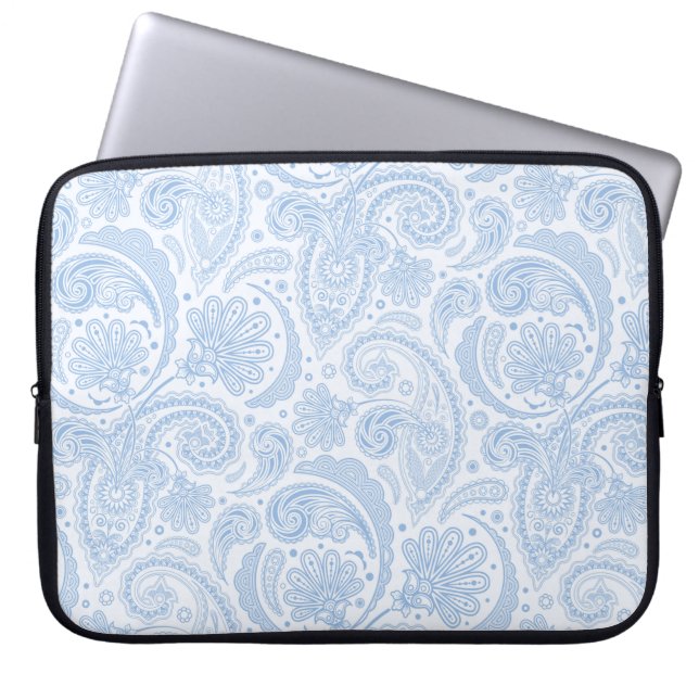 Housse Pour Ordinateur Portable Motif paisley bleu blanc (Devant)
