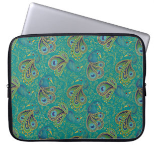 Housse Pour Ordinateur Portable Motif Paisley Paon Sarcelle