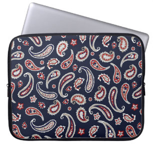 Housse Pour Ordinateur Portable Motif paisley traditionnel indien sur la marine