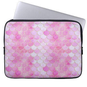Housse Pour Ordinateur Portable Motif Pink Pastel & Gold Shimmer Mermaid