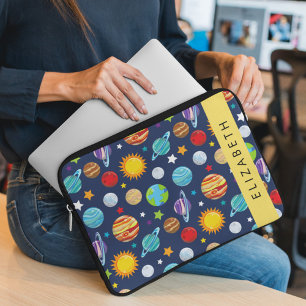 Housse Pour Ordinateur Portable Motif, Planètes, Étoiles, Cosmos, Votre Nom