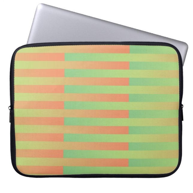 Housse Pour Ordinateur Portable Motif rayé vert orange (Devant)