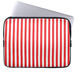 Housse Pour Ordinateur Portable Motif rayures verticales rouges et blanches classi