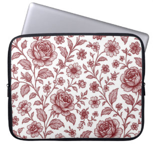 Housse Pour Ordinateur Portable Motif Rose Vintage rouge foncé