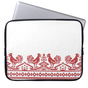 Housse Pour Ordinateur Portable Motif russe de la croix des Roosters rouges