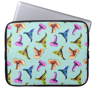 Housse Pour Ordinateur Portable Motif sans couture avec aquarelle vieux casquettes