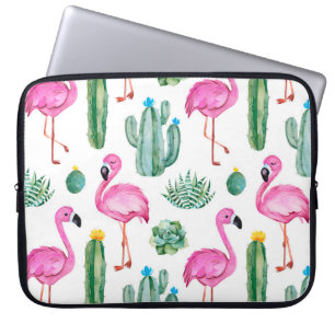 Housse Pour Ordinateur Portable Motif sans couture avec cactus d'aquarelle verte,