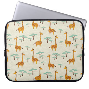 Housse Pour Ordinateur Portable Motif sans couture avec de jolies girafes et des a