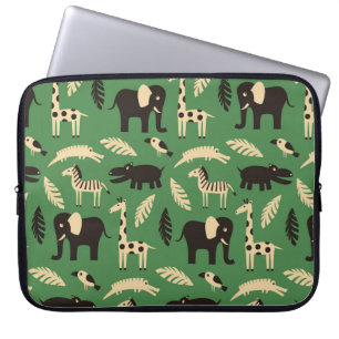 Housse Pour Ordinateur Portable Motif sans couture avec des animaux africains drôl