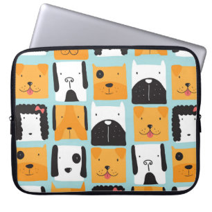 Housse Pour Ordinateur Portable Motif sans couture avec des chiens mignons.